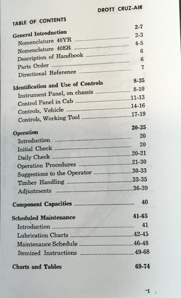 Drott 40YR 40ER Cruz-Air Operators Manual Owners HandBook Maintenance Book - Image 2