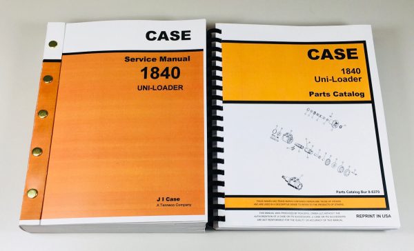 Case 1840 Uni-Loader Skid Steer Service Manual Parts Catalog Shop Book Set Tech