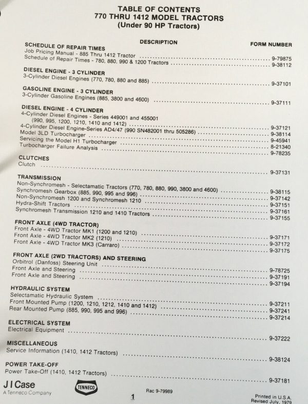 Case 885 3800 (780) 4600 (880) David Brown 3 Cylinder Gas Tractor Service Manual - Image 3