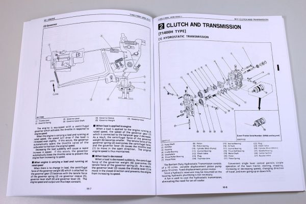 Kubota T1400 T1400H Lawn Tractor Workshop Service Manual Shop Repair Book - Image 7