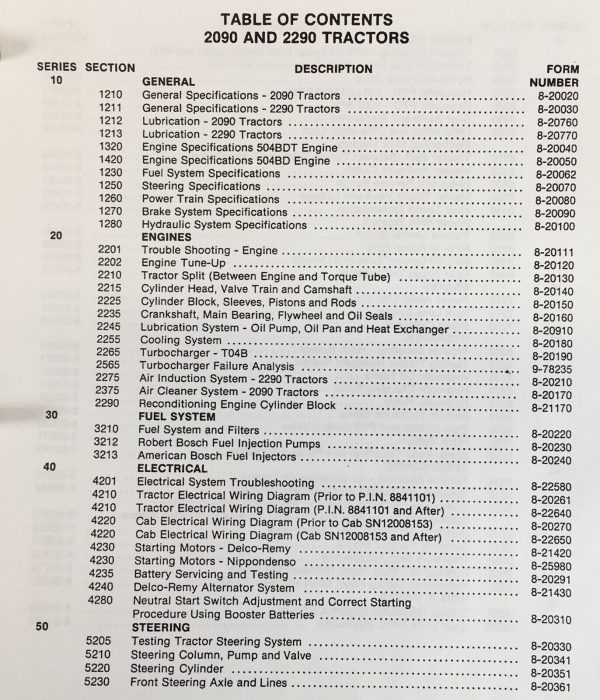 Case 2090 Tractor Service Manual Parts Catalog Operators Owners Repair Shop Set - Image 5