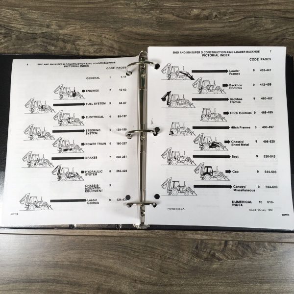 Case 580D Tractor Loader Backhoe Parts Manual Catalog Book Schematics Assembly - Image 4