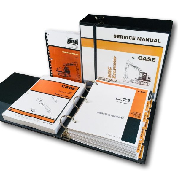 Case 880C Excavator Service Manual Parts Catalog Operators Owners Repair Set