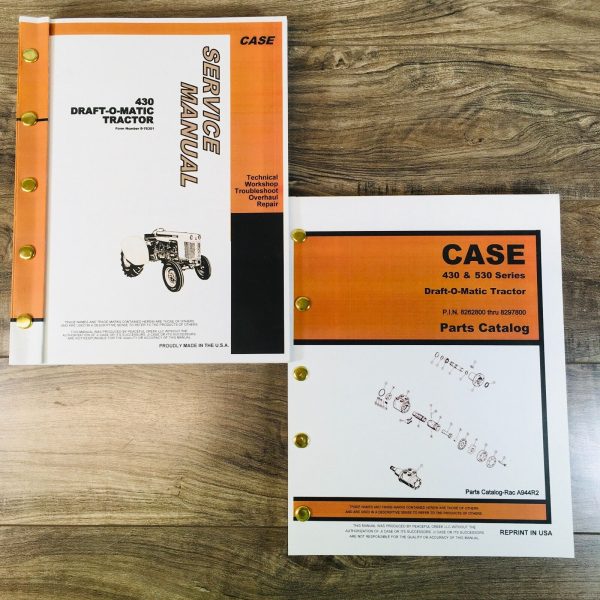 Case 430 Draft-O-Matic Tractor Service Manual Parts Catalog Repair Set 8262800-