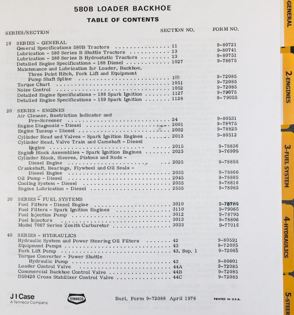 Case 580B Hydrostatic Tractor Backhoe Service Manual Parts Catalog Operators Set - Image 5