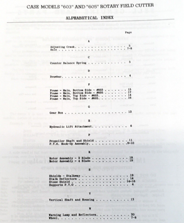 Case 603 605 Industrial Rotary Cutter Parts Manual Catalog Assembly Schematic - Image 2