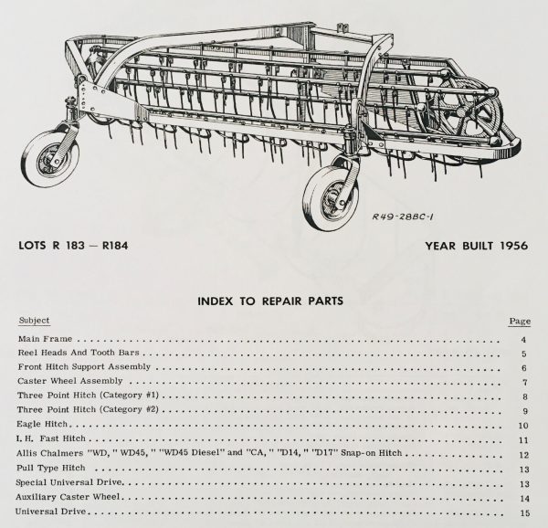 New Idea 49 400 401 402 403 Parallel Bar Side Rake Parts Manual Catalog - Image 2