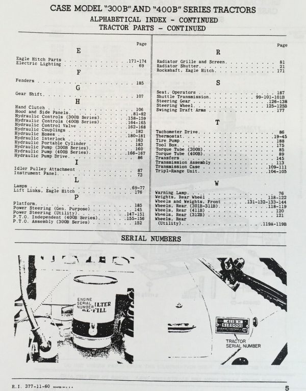 Case 310B 410B Utility Tractors Service Manual Parts Set Pin 6095009 & After - Image 9