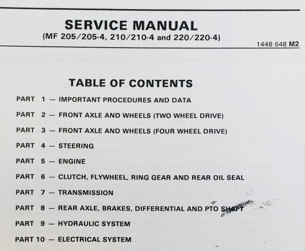 Massey Ferguson Mf 205 205-4 Compact Tractor Service Repair Shop Manual Workshop - Image 2