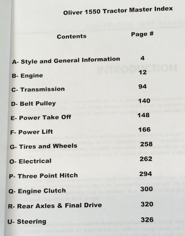 Oliver 1550 Tractor Service Manual Repair Shop Technical Workshop Book Overhaul - Image 2