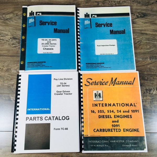 International TD-24 Gear Driven Crawler Tractor Service Parts Manual Set Repair