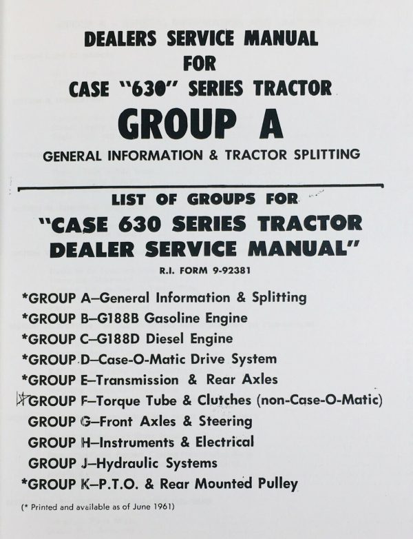 Case 630 631 632 640 641 Tractor Service Manual Parts Catalog Repair Shop Set - Image 2