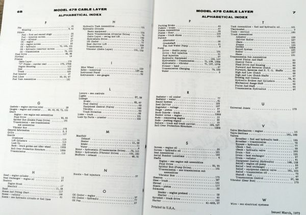 Parts Operators Manual Set For Case 475 Cable Layer W 301B Engine Catalog Owners - Image 4