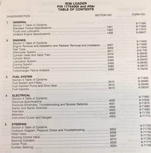 Case W36 Wheel Loader Service Manual Parts Catalog Operators Set S/N 17754000-UP - Image 3