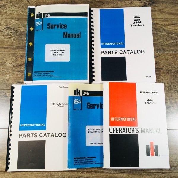 International 444 Diesel Tractors Service Parts Operators Manual Set Shop BD-154