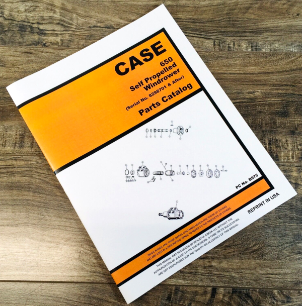 Case 650 Self Propelled Windrower Parts Manual Catalog Book SN 8298701-After