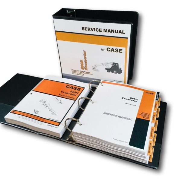 Case 880R Excavator Service Manual Parts Catalog Repair Shop Set Catalog Book