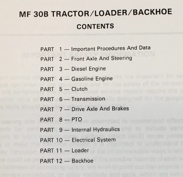 Massey Ferguson 30B Tractor Loader Backhoe Service Parts Manual Set MF Catalog - Image 2