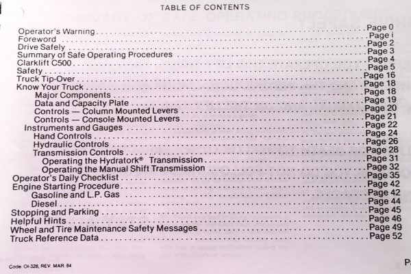 Clark C500 S80 80 S90 S100 Forklift Operators Instruction Manual Owners Book - Image 2