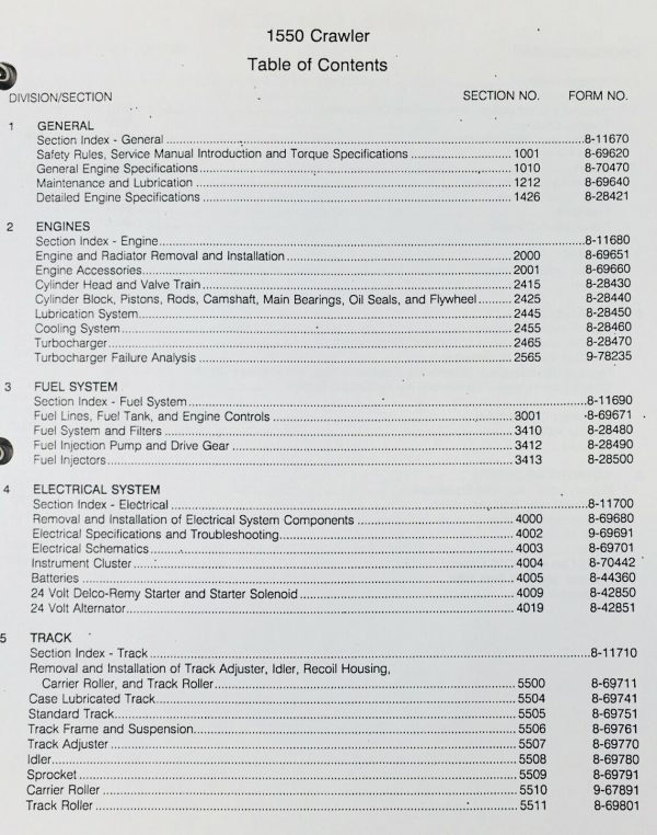 Case 1550 Crawler Dozer Technical Service Manual Parts Catalog Shop Book Set - Image 2