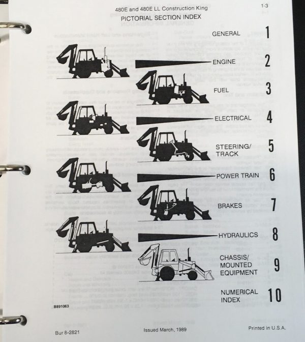 Case 480E 480E LL Construction King Backhoe Loader Parts Manual Catalog Book - Image 3