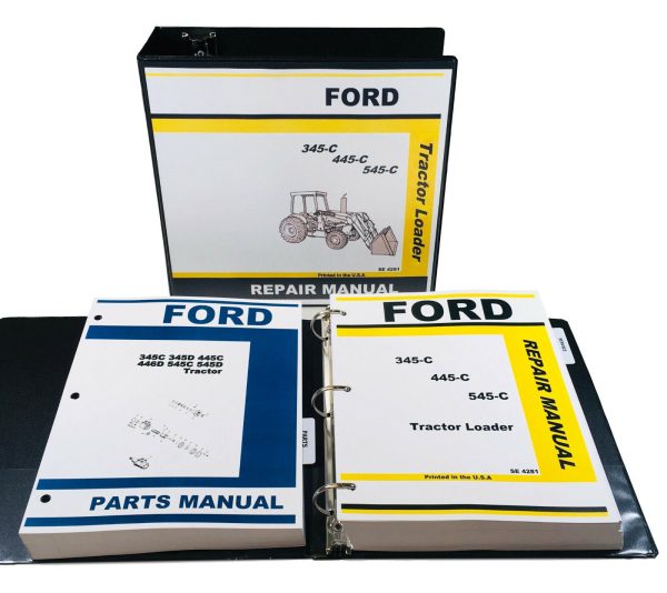 Ford 345C 445C 545C Tractor Loader Service Repair Manual Parts Catalog Set
