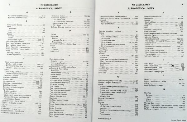 Parts Operators Manual Set For Case 475 Cable Layer W 336 Engine Catalog Owners - Image 2