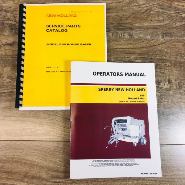 New Holland 855 Round Baler Manual Parts Catalog Operators SN Before-706837