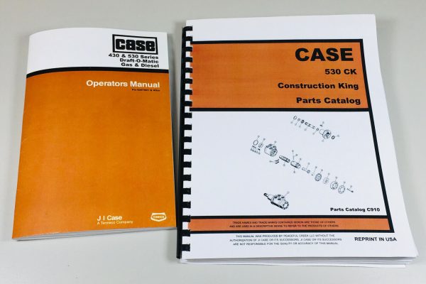 Case 530 Draft O Matic Tractor Operators Owners Manual Parts Catalog Set