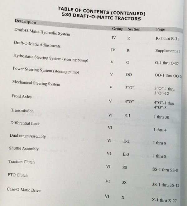 Case 530 Draft-O-Matic Tractor Service Manual Parts Catalog Repair Set 8262800- - Image 3