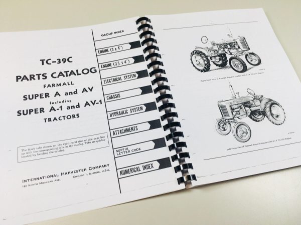 International Farmall Super A Av Tractor Service Manual Parts Catalog Set - Image 3