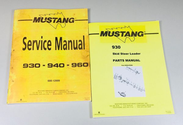 Mustang 930 Skidsteer Loader Service Parts Manual Catalog Shop Book Set Overhaul