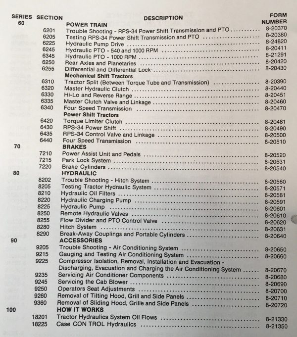 Case 2090 Tractor Service Manual Parts Catalog Operators Owners Repair Shop Set - Image 6