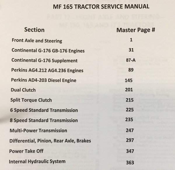 Massey Ferguson 165 Tractor Service Manual Repair Shop Technical Workshop Book - Image 3