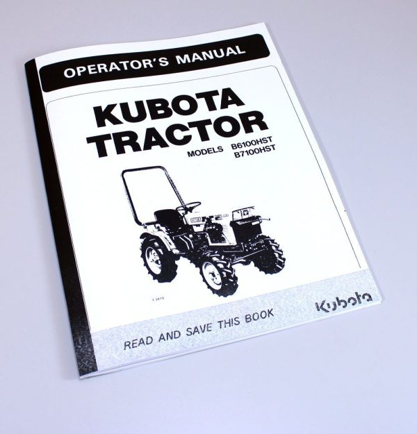 Kubota B6100Hst B7100Hst Tractors Operators Owners Manual Diesel 4Wd 2Wd