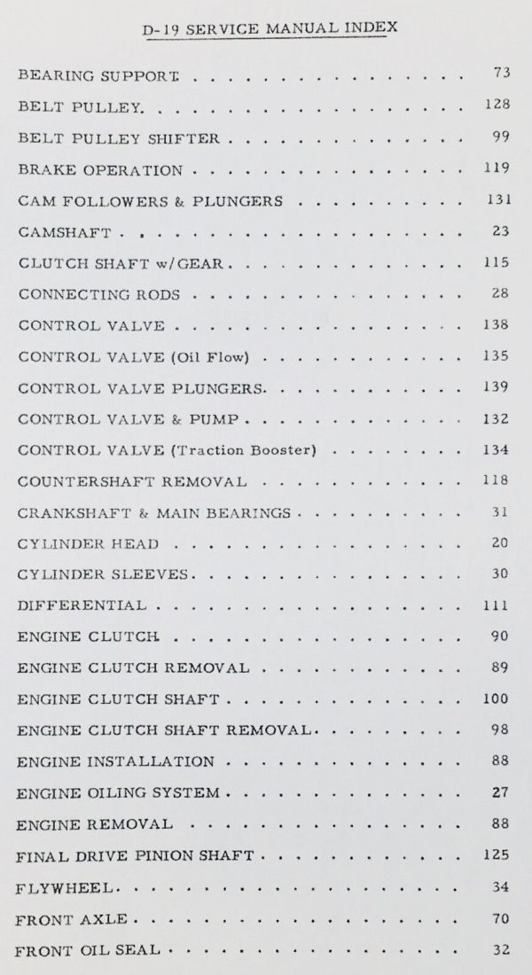 Allis Chalmers D19 Tractor Service Repair Manual Parts Catalog Shop Set - Image 2