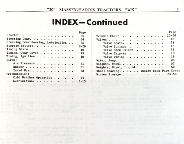 Massey Harris 30 30K Tractor Operators Manual Owners Maintenance Adjustments - Image 3