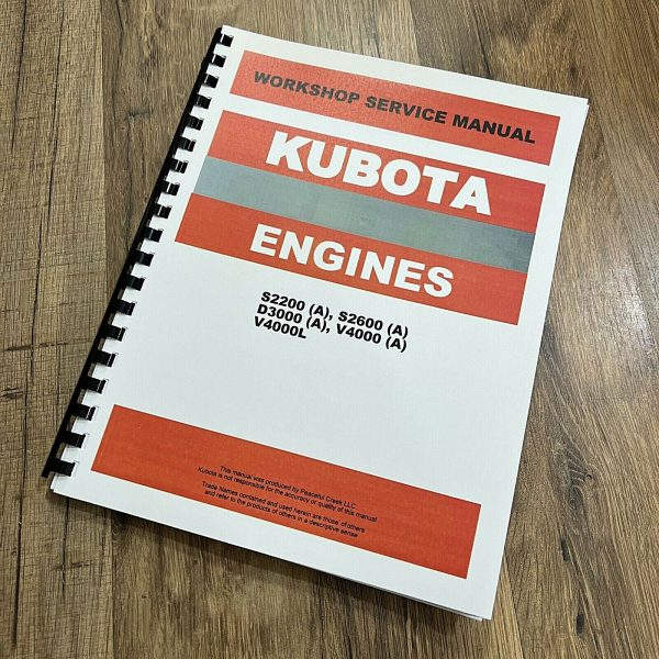 Kubota S2200 S2200A S2600 S2600A Engine Service Manual Repair Shop Workshop