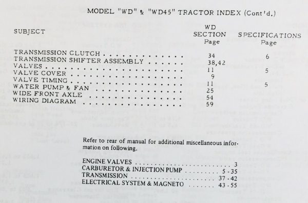 Set Allis Chalmers Wd45 Tractor Service Repair Operators Parts Shop Manuals New - Image 5