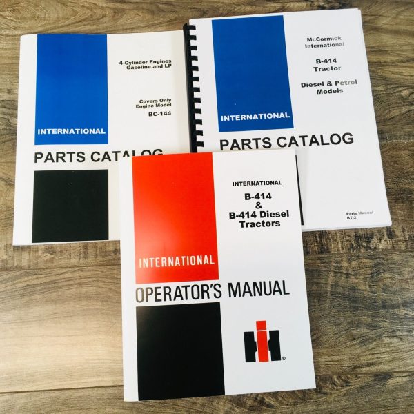 International B-414 Diesel Tractor Parts Operators Manual Set Catalog Book BC144