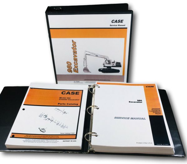 Case 980 Excavator Track Hoe Service Manual Parts Catalog Technical Shop Repair