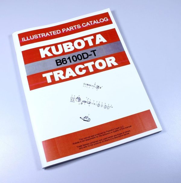 Kubota B6100D-T B6100 4Wd Geared Tractor Parts Assembly Manual Catalog