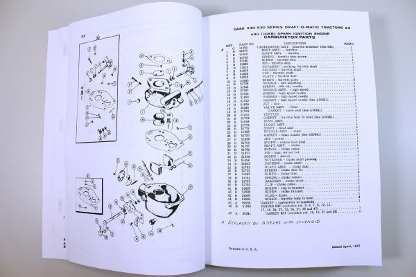 Case 530 Draft-O-Matic Tractor Service Manual Parts Catalog Repair Set 8262800- - Image 9