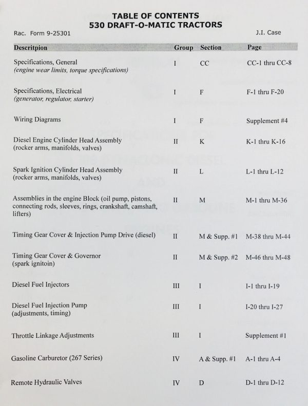 Case 530 Draft-O-Matic Tractor Service Manual Technical Shop Book Overhaul - Image 2