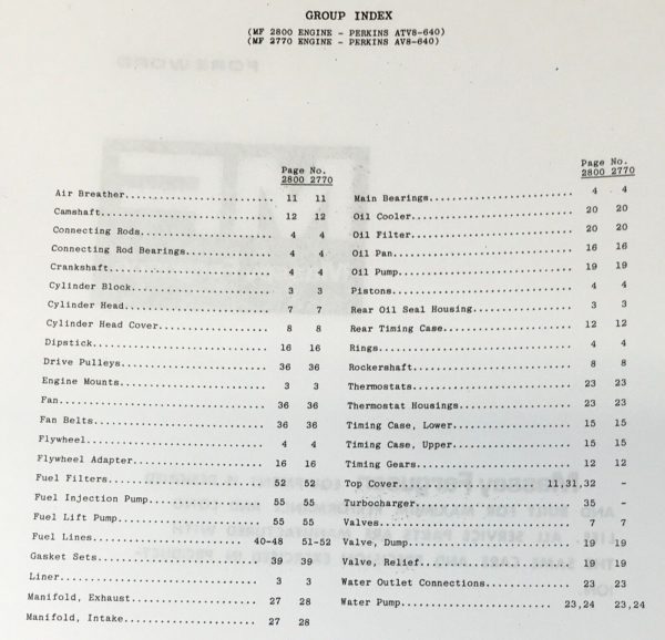 Massey Ferguson 2800 2770 Tractor Parts Manual Catalog Book Assembly Schematics - Image 2