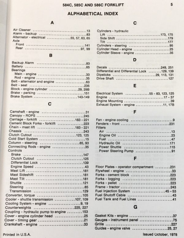 Case 584C 585C 586C Forklift Service Manual Parts Catalog Operators Owners Set - Image 4