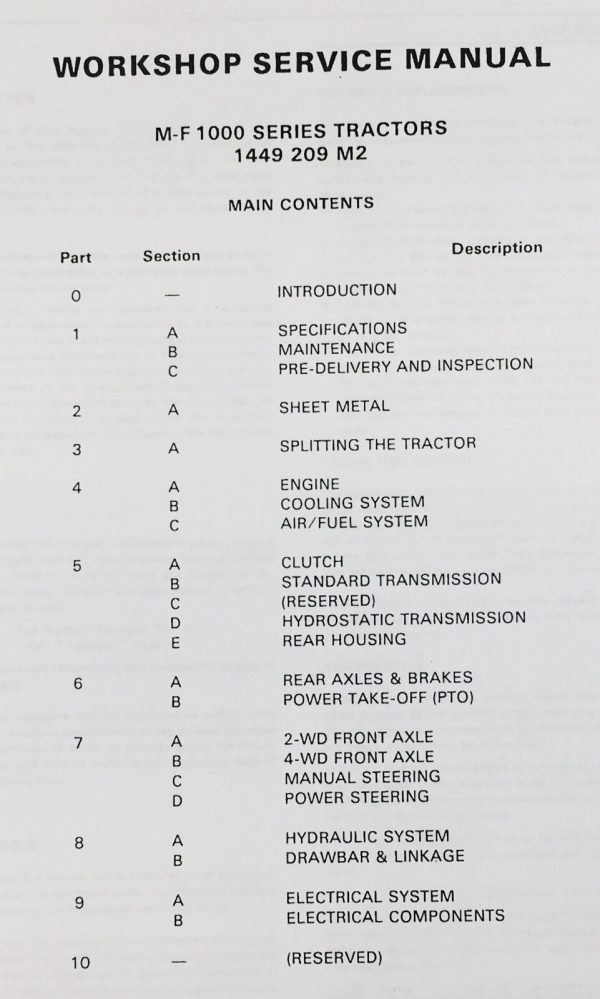 Massey Ferguson 1000 Series 1010 1020 1030 1035 1040 1045 Tractor Service Manual - Image 3