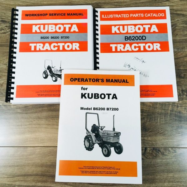 Kubota B6200D Service Manual Parts Catalog Operators Repair Shop Workshop 4WD