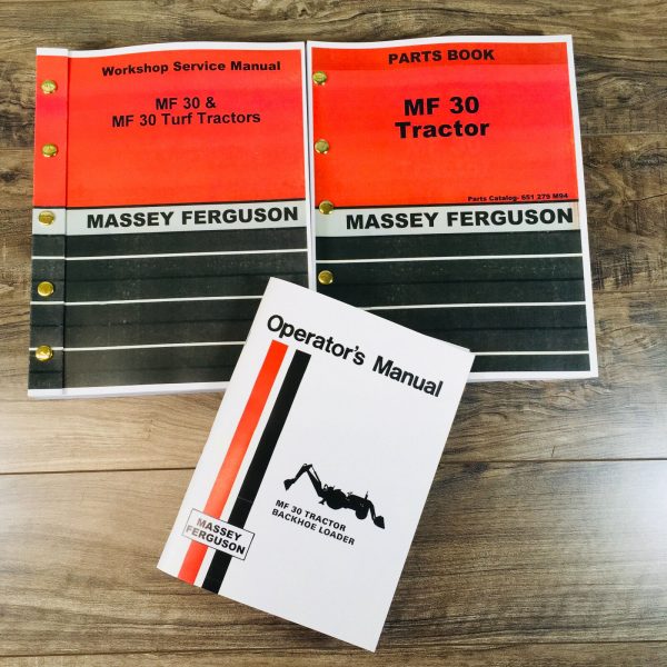 Massey Ferguson Mf 30 Tractor Backhoe Loader Service Parts Operators Manual Set