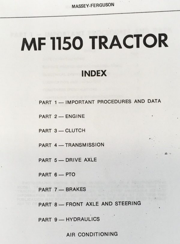 Massey Ferguson 1150 Tractor Service Parts Operators Manual Repair Shop Set - Image 2